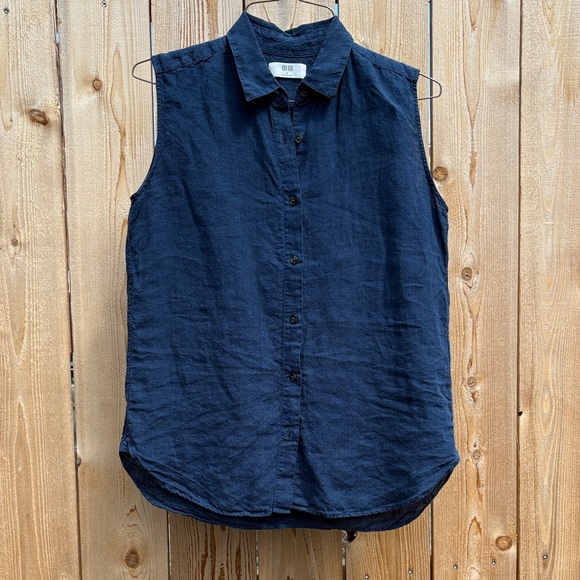 Uniqlo 100% linen Button Down Sleeveless Tank, S - Picture 1 of 11